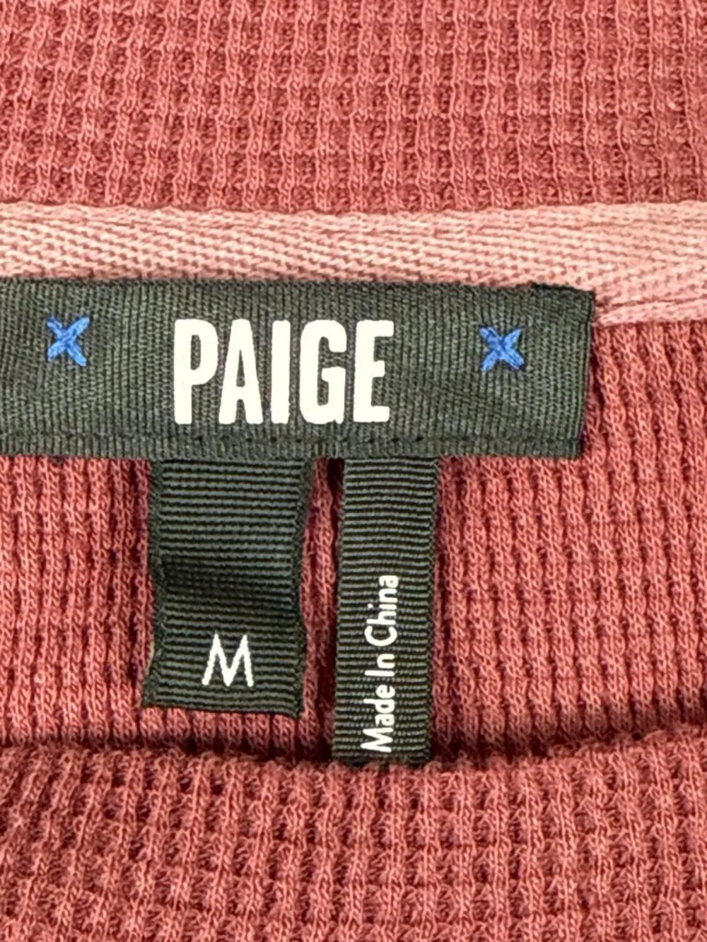 Paige Thermal Waffle Knit Pullover Men's Medium Red Velvet Crewneck